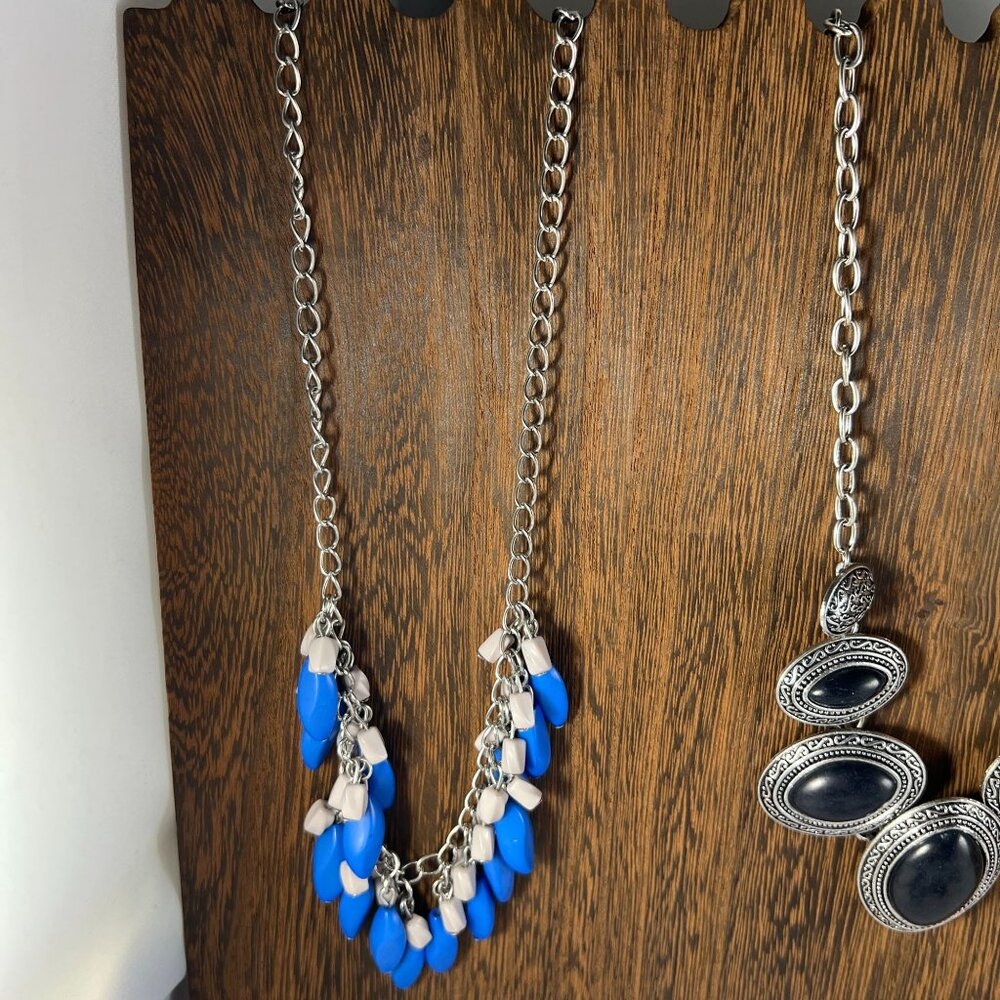 Set Of Silver-Tone & Blue Fashion Jewelry With Necklaces & Earrings For Women - Picture 2 of 8